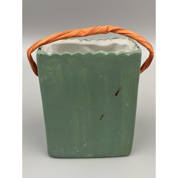 RIVER GROVE POTTERY - Ceramic Halloween Scarecrow Pumpkin Bat 4” Treat Bag - Picture 2 of 6